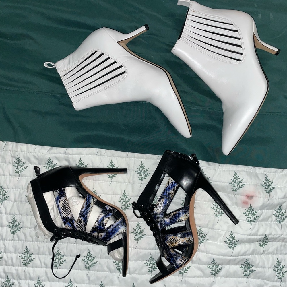 Stylish White and Black Women's Ankle Boots